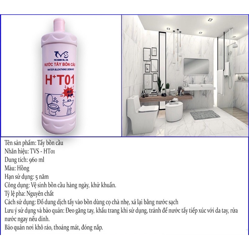 Combo 2 Chai tẩy bồn cầu hồng 960ml cực mạnh tặng kèm 2 miếng trà