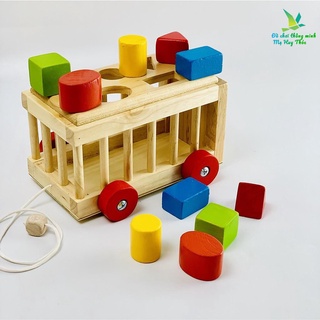 Xe cũi thả hình phát triển khả ghi nhớ - đồ chơi trí tuệ bằng gỗ an toàn cho bé