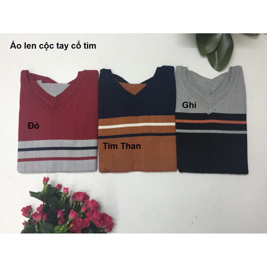 Áo len nữ cộc tay cổ tim_free size 55kg
