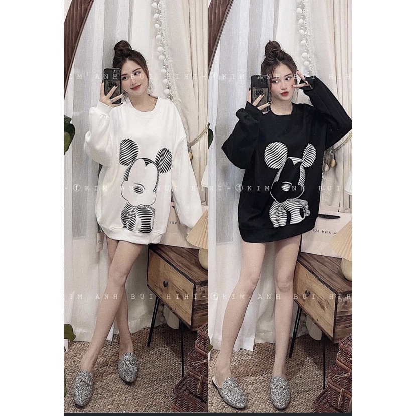 Áo sweater nữ form rộng họa tiết hình MICKEY hottrend [FREESHIP] Áo nỉ nữ cổ tròn tay dài 3 màu nâu,trắng,đen GuuZ | WebRaoVat - webraovat.net.vn