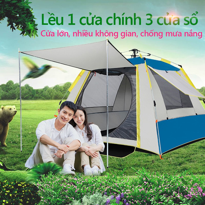 Lều cắm trại cho 3-4 người lều picnic tự động 1 cửa chính 3 cửa sổ, chống nắng chống mưa vinhthuan.shop