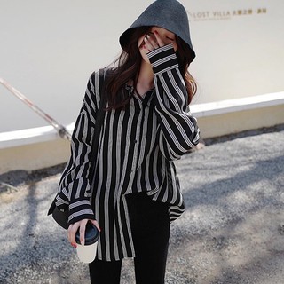 SUXI FREESHIP ĐƠN 99K_ Áo Sơ Mi Nữ Vải Chiffon Sọc Dọc Phong Cách Hàn Quốc