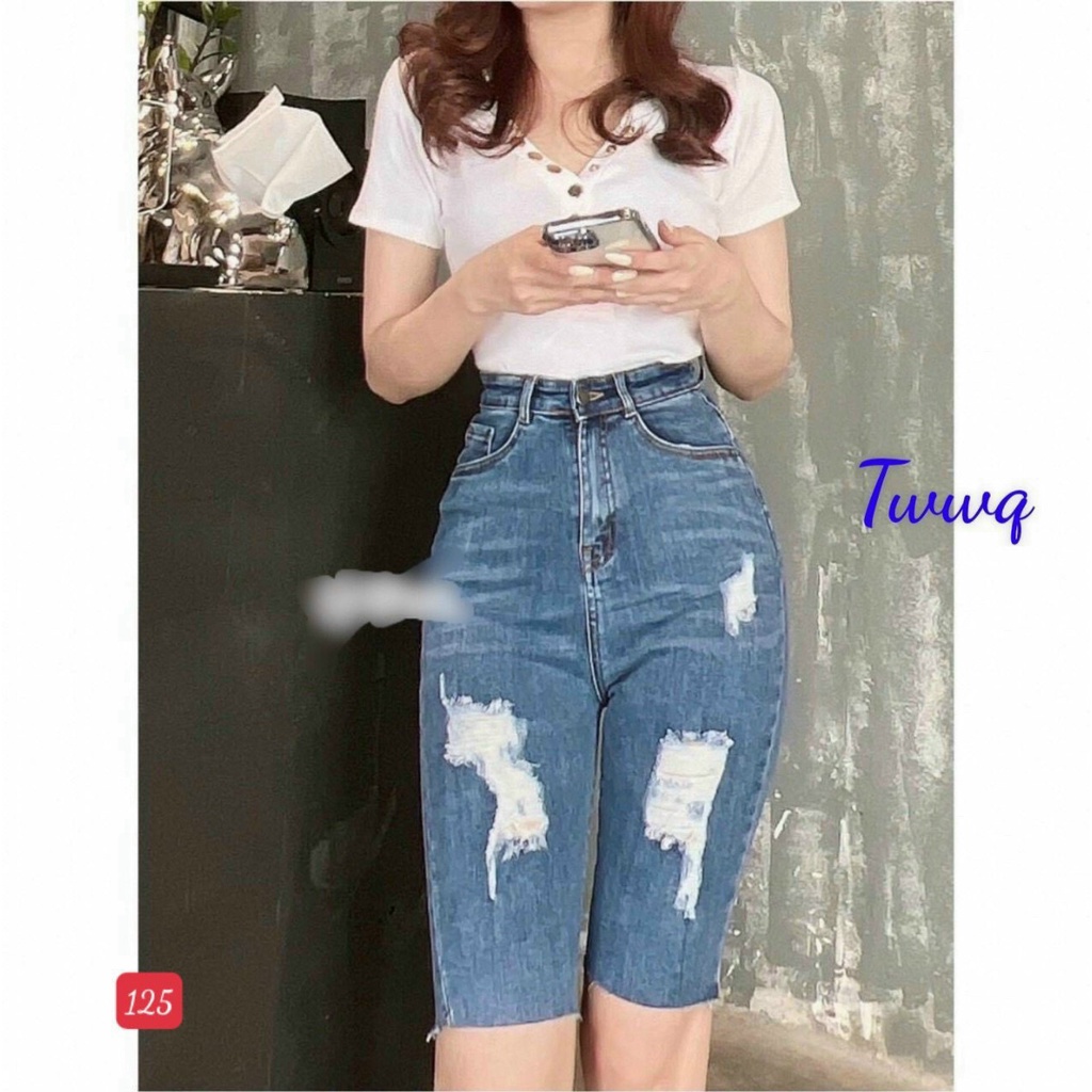 .9 mẫu Quần Jean Ngố Lửng Nữ Lưng Cao 🌈 Hàng Cao Cấp 🌈 Quần Bò Ngố Nữ Co Giãn Lưng Cao ( ĐƯỢC ĐỔI TRẢ )