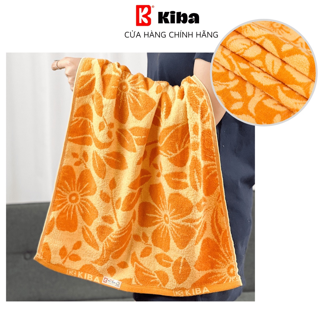 Khăn Tắm Hoa Văn Cỡ Vừa 50x100cm KIBA Cotton Kháng Khuẩn, Dày Dặn, Êm Mềm, Thấm Hút Tốt, An Toàn Cho Da, Phù Hợp Cho Bé
