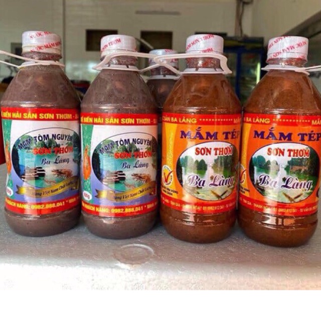 TỔNG ĐẠI LÝ MẮM TÔM VÀ MẮM TÉP Ba Làng thương hiệu Sơn Thơm Loại 1 chai đại 600gr