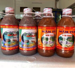 TỔNG ĐẠI LÝ MẮM TÔM VÀ MẮM  TÉP Ba Làng thương hiệu Sơn Thơm Loại 1 chai đại 600gr