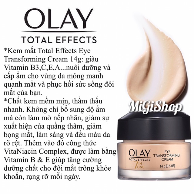 [Hàng Mỹ] Kem Dưỡng Mắt Chống Lão Hoá Olay Total Effects Eye Transforming Cream 14g | BigBuy360 - bigbuy360.vn