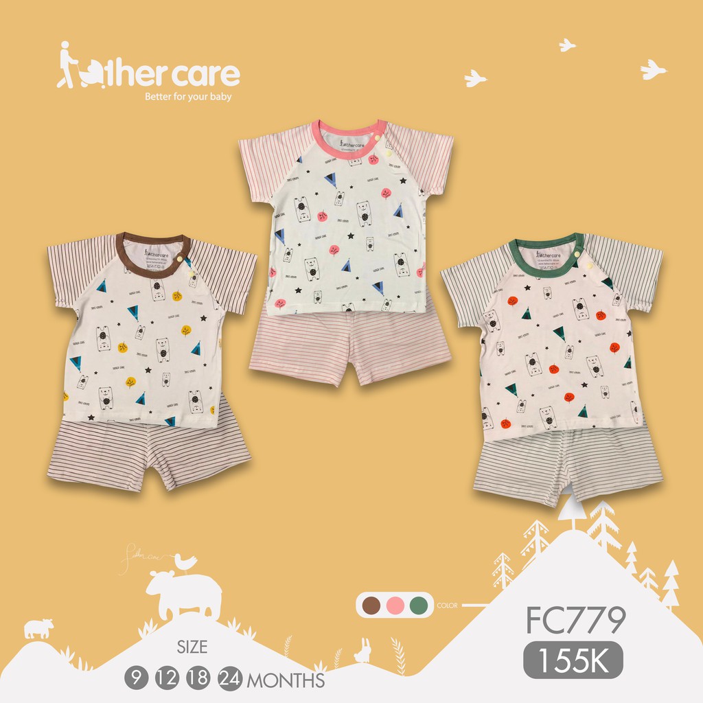 Bộ Quần áo FatherCare Raglan CT - Gấu trắng và Gấu cáo (HT - Kẻ) FC779 FC756