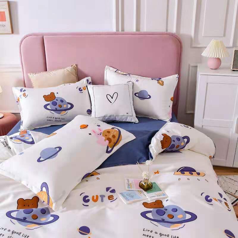 set chăn ga và gối cotton poly -gấu xinh