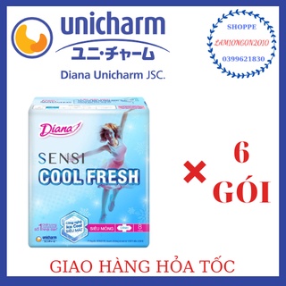 Băng vệ sinh Diana Sensi COOL FRESH, combo 6 gói