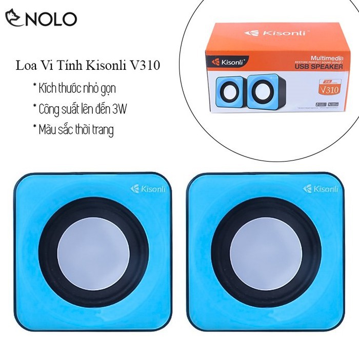 Bộ Loa Vi Tính 2.0 Kisonli V310 Công Suất 3W Dùng Cổng USB 5V Jack Tín Hiệu 3.5mm