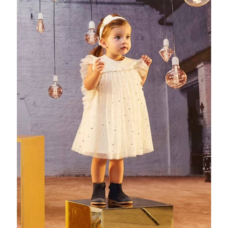 Váy cánh tiên màu kem kết kim sa dành cho bé gái