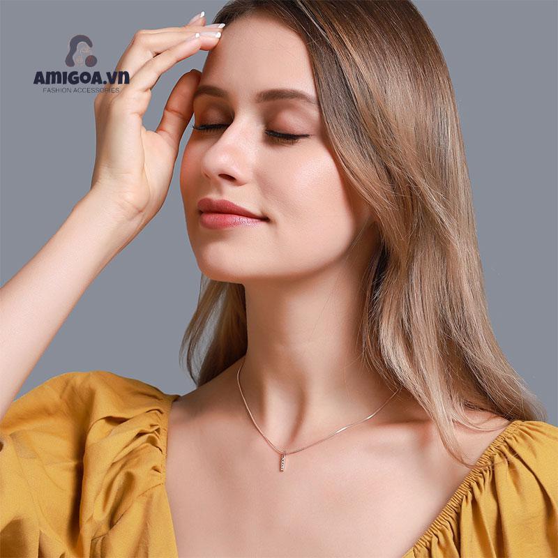 Vòng cổ Sợi Xích Dài Mặt Hình Học Đơn Giản Dễ Thương Cá Tính Cho Nữ