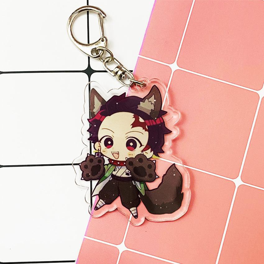 ( Mica trong acrylic ) Móc khóa Kimetsu no Yaiba Thanh gươm diệt quỷ ver Halloween quà tặng dễ thương anime chibi