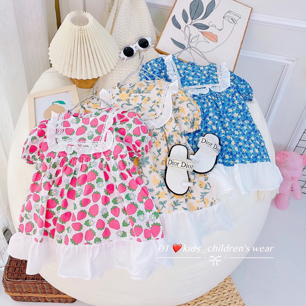 VAY47 - Váy bé gái, váy hoa chất thô giấy mềm mại cho bé từ 8-18kg