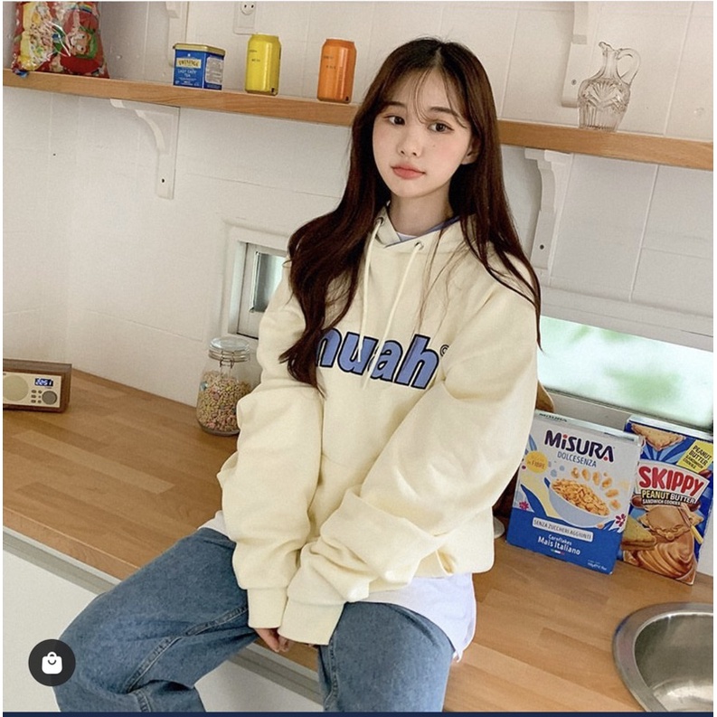 Áo hoodie xuất Hàn trẻ trung freesize nam nữ mặc cặp - Chất mềm mịn dày