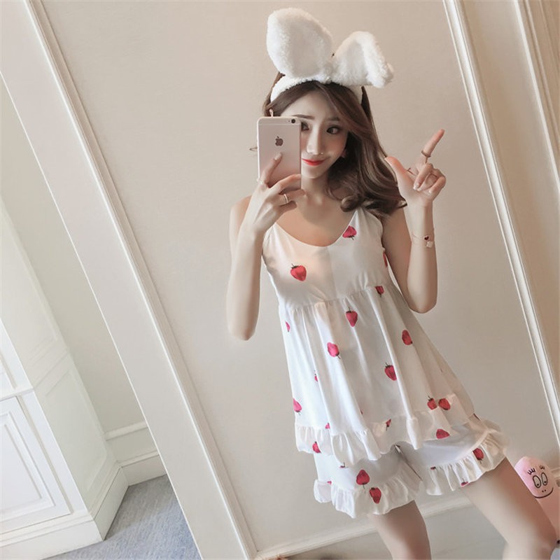 Bộ Đồ Ngủ Dây Đeo Mùa Hè Dâu Tây Xinh - Váy Mặc Nhà Dáng Hàn Quốc Có Mút Ngực BĐN01 | BigBuy360 - bigbuy360.vn