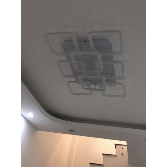 Đèn led ốp trần trang trí MONSKY 8 cánh vuông hiện đại 3 chế độ màu ánh sáng điều khiển từ xa tiện dụng