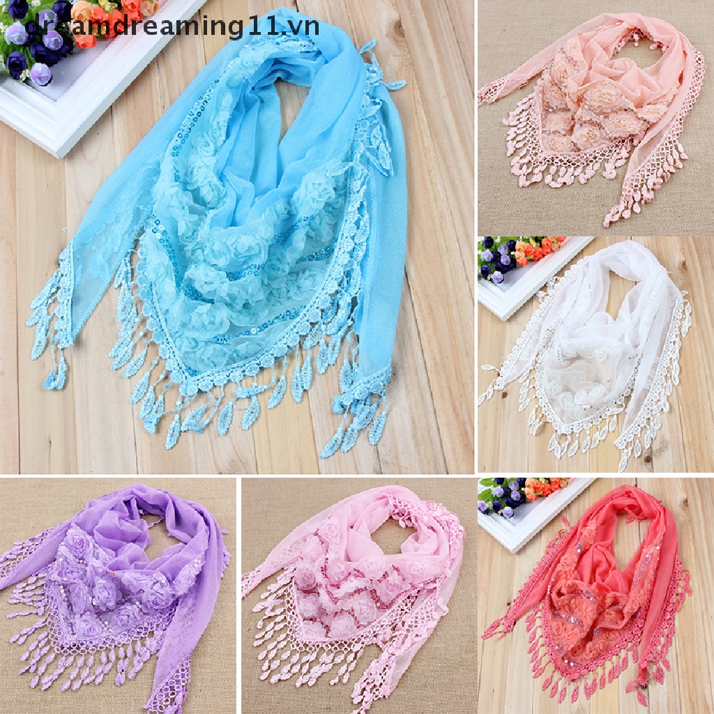 /5047vn11/ Khăn choàng cổ thêu họa tiết bằng lụa phối tua rua cho nữ
 | BigBuy360 - bigbuy360.vn