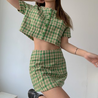 Usthebasic - Chân váy Tweed Cropped Skirt