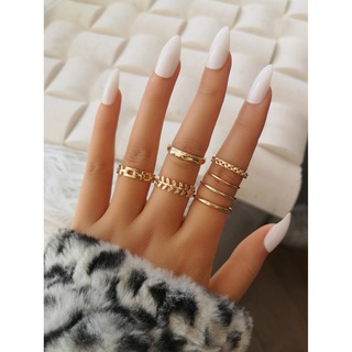 Phong Cách Tối Giản Nhẫn 7 Món Phụ Kiện Trang Sức Vàng Thời Trang Đơn Giản Hàn Quốc