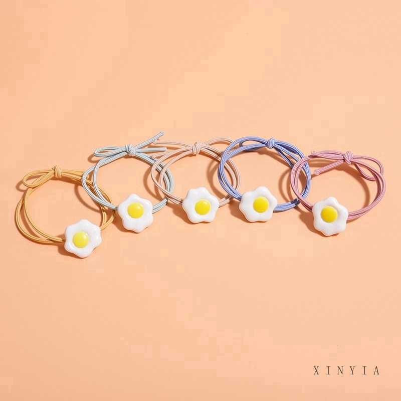 Dây buộc tóc cao su co giãn hình quả trứng kiểu Hàn Quốc xinh xắn trẻ trung dành cho nữ