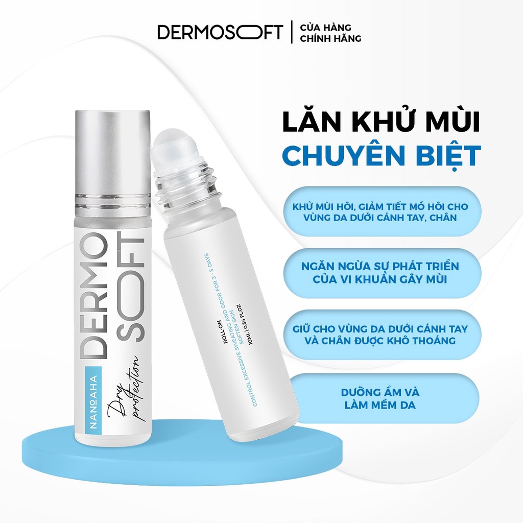 Lăn khử mùi và mồ hôi chuyên biệt NANOAHA DERMOSOFT 10ml