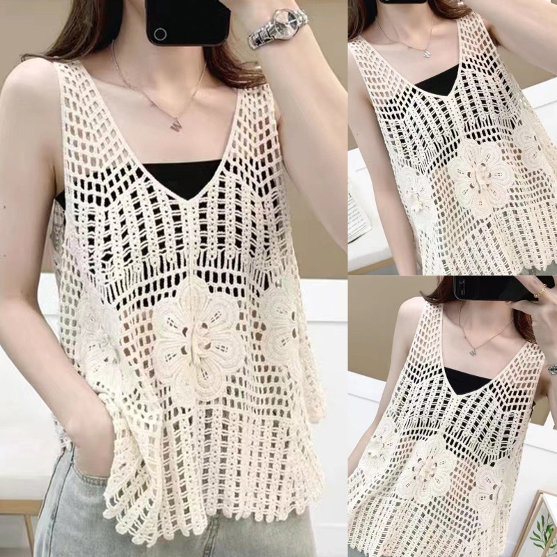 Áo Dệt Kim Hai Dây Cổ Chữ V Khoét Sâu In Họa Tiết Hoa Cho Nữ