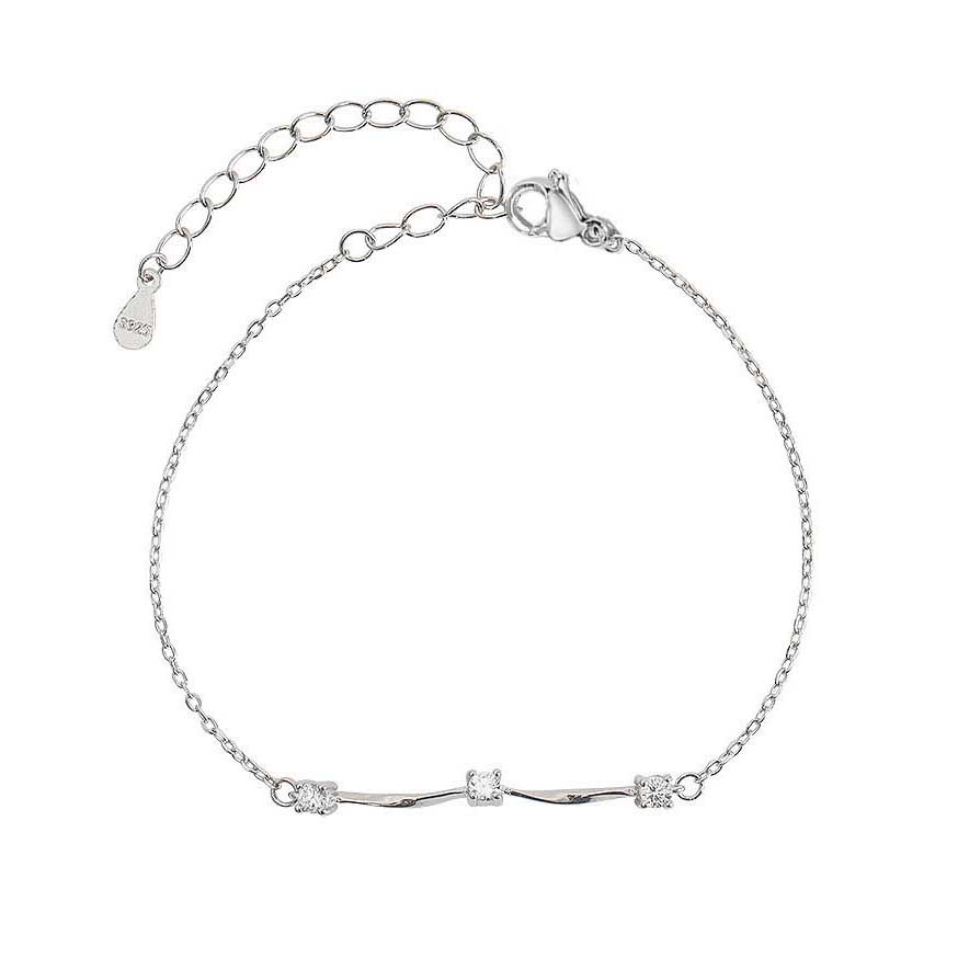 Vòng Tay Mạ Bạc 925 Đính Đá Zircon Đơn Giản Thời Trang Phong Cách Hàn Quốc