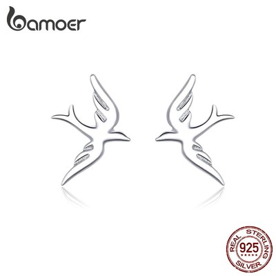Bamoer Khuyên Tai Bạc 925 Hình Chú Chim Bay bse302