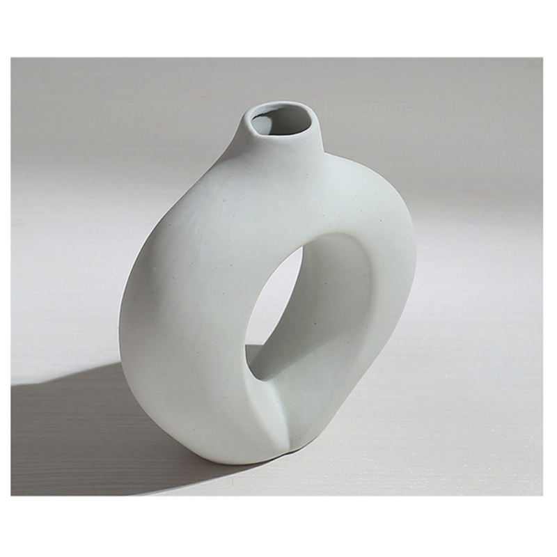 Chậu Hoa Bằng Gốm Sứ Màu Trắng Thiết Kế Hình Học Hiện Đại Phong Cách Bắc Âu