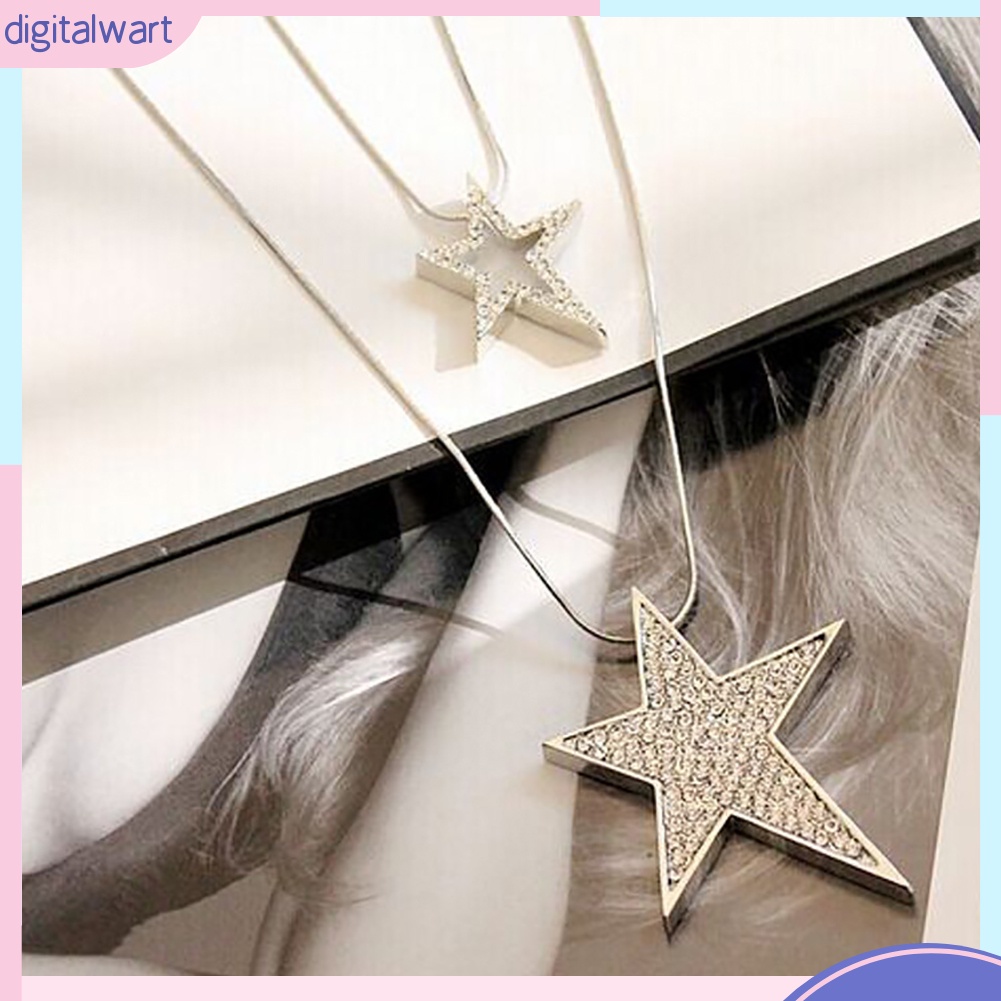 Dây chuyền mặt ngôi sao nhiều lớp đính đá pha lê