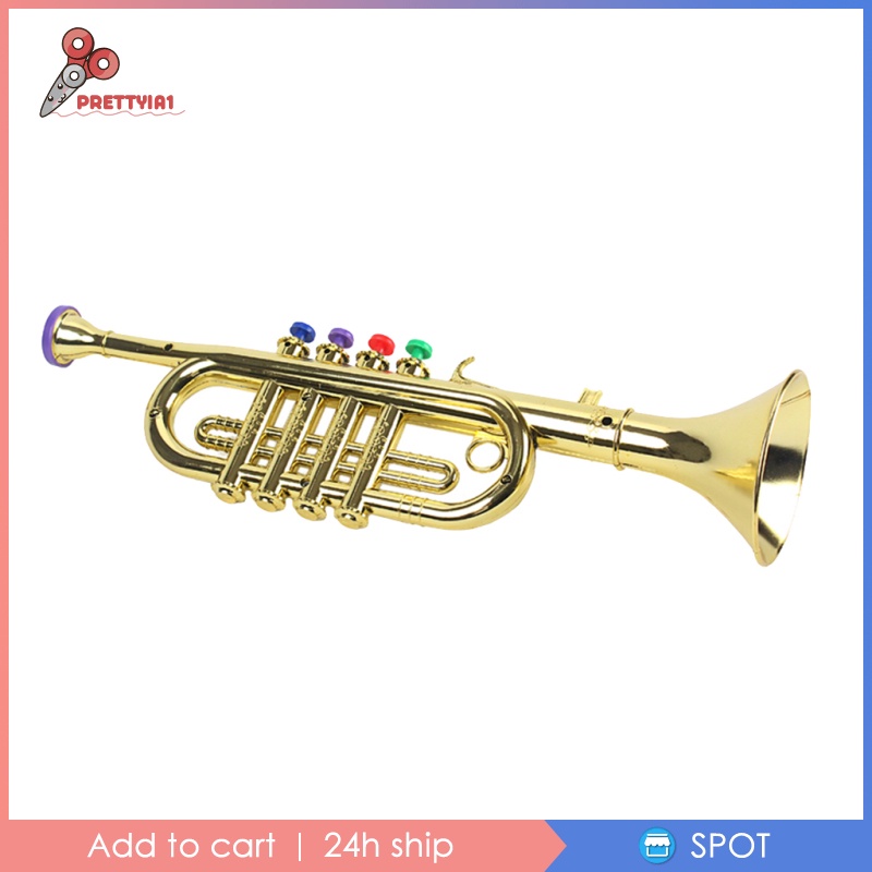 [Prettyia1] Kèn Trumpet Nhựa 1x / 3 Phím Màu Vàng Đồ Chơi Phát Triển Sớm Cho Bé