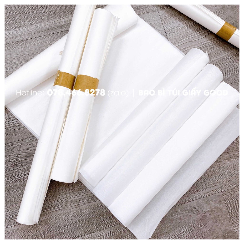 Giấy lụa, giấy nến gói hàng 30x40 và 40x60cm loại bóng, dai, mịn dùng gói bọc quần áo đóng hàng