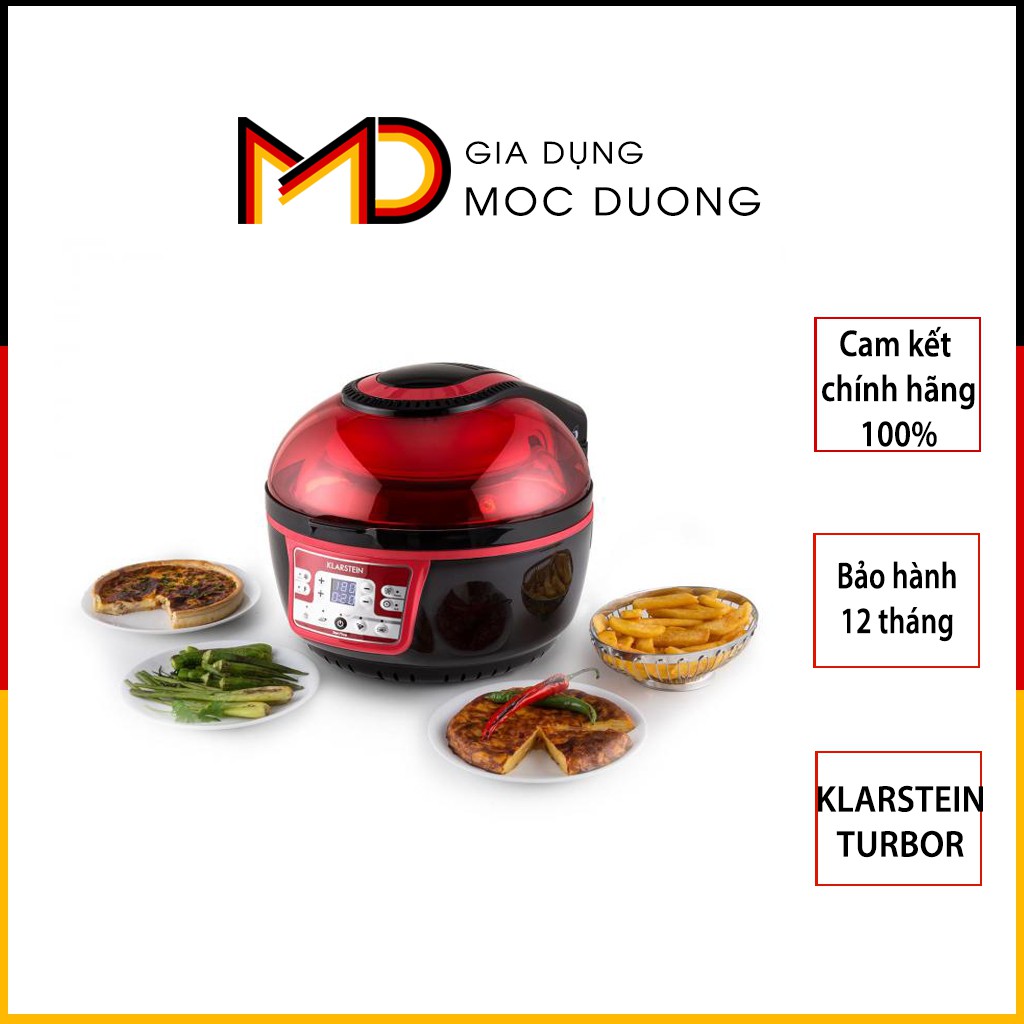 Nồi chiên không dầu KLARSTEIN TURBOR 9l- Đỏ, chính hãng, Gia Dụng Mộc Dương