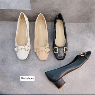 Min's Shoes - Giày Gót Vuông Da Dê Cao Cấp V221 CC
