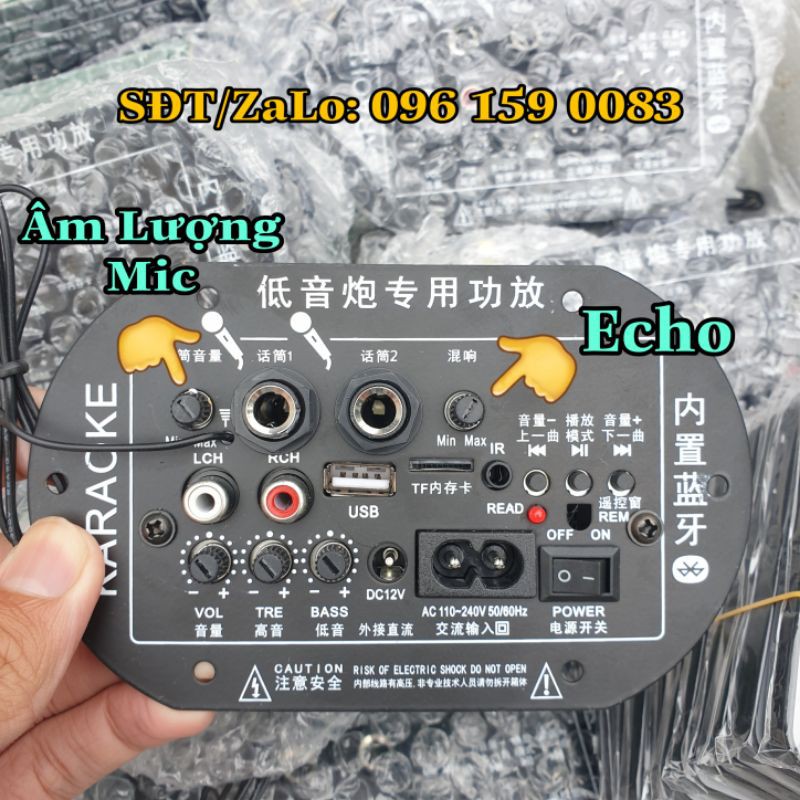 Mạch loa kéo 12v bluetooth hát kraoke full chức năng v2