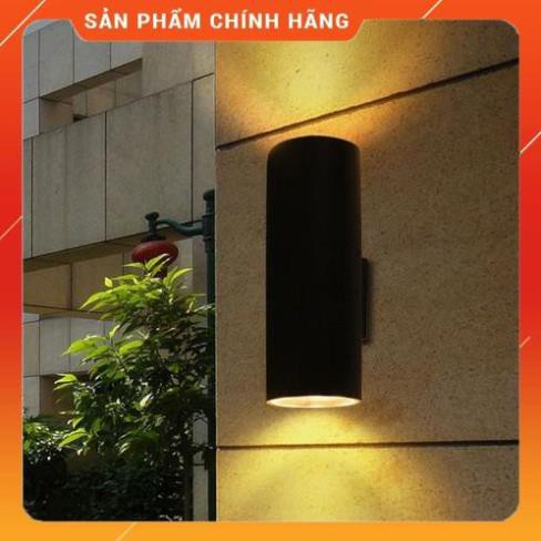 Đèn cột gắn tường ngoài trời hình ống trụ hiện đại hắt 2 đầu đui e27 lắp bóng 2 đầu (tặng bóng 4w)