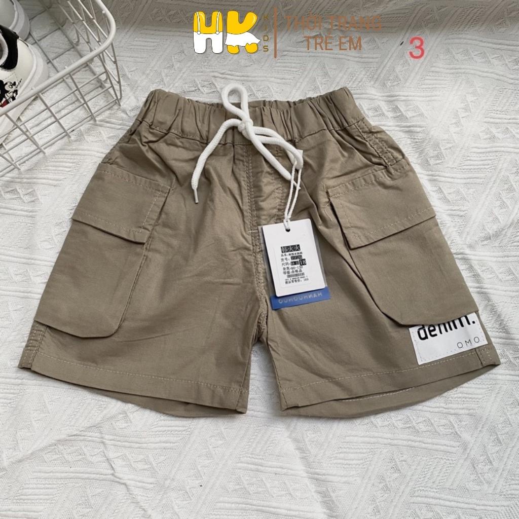 Quần short cho bé HK KIDS, quần sooc thô mềm co giãn 4 chiều cho bé trai từ 13-25 kg