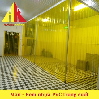 Rèm nhựa PVC ngăn côn trùng - độ dày 2mm, màu vàng trong (kèm đầy đủ phụ kiện), Rèm nhựa ngăn lạnh, Rèm nhựa trong suốt