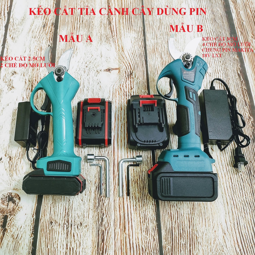 SV Kéo điện cắt tỉa cành cây dùng pin 18V-21V