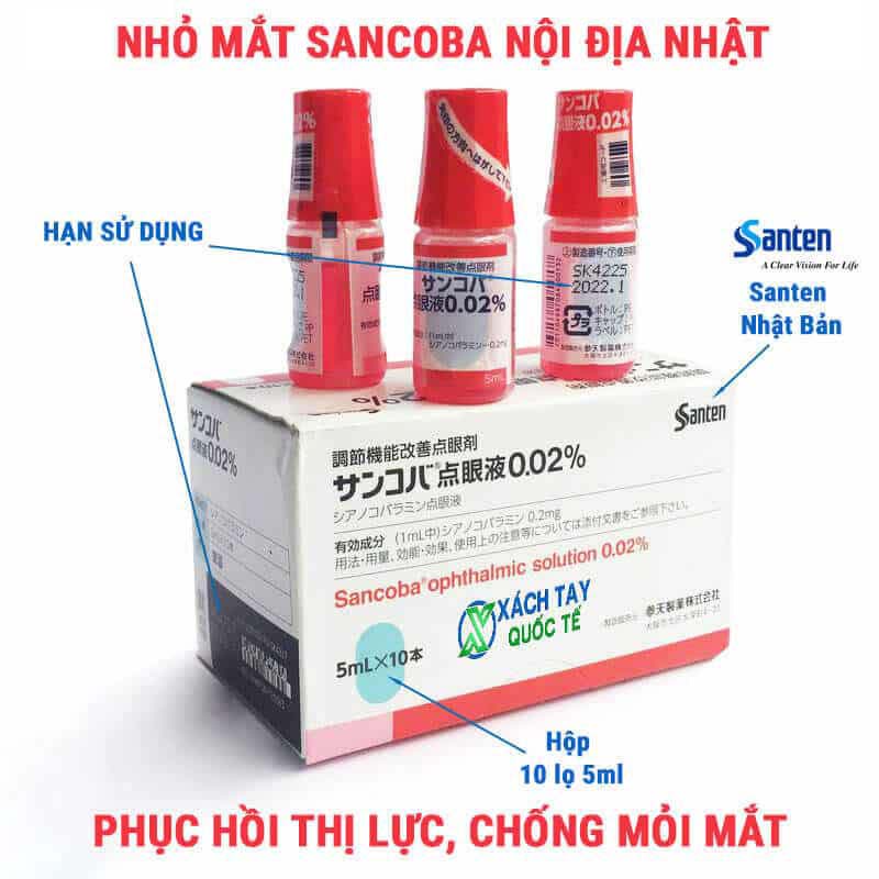 Nhỏ mắt cận Sancoba 0.02% 5ml Nhật Bản, Hỗ trợ người cận thị, Điều tiết chứng mỏi mắt, rối loạn điều tiết