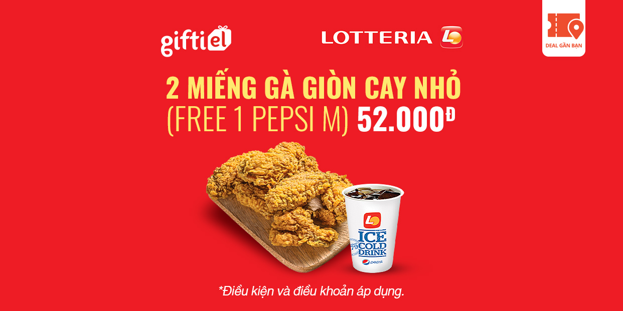 E-Voucher Lotteria Crispy Wings 2 pcs (Free 1 Pepsi M)