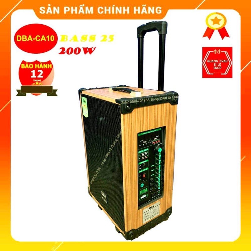 Loa Kéo DBA CA10 Bass 25 Bluetooth 4.0, kèm 2 mic Wireless, có khiển từ xa