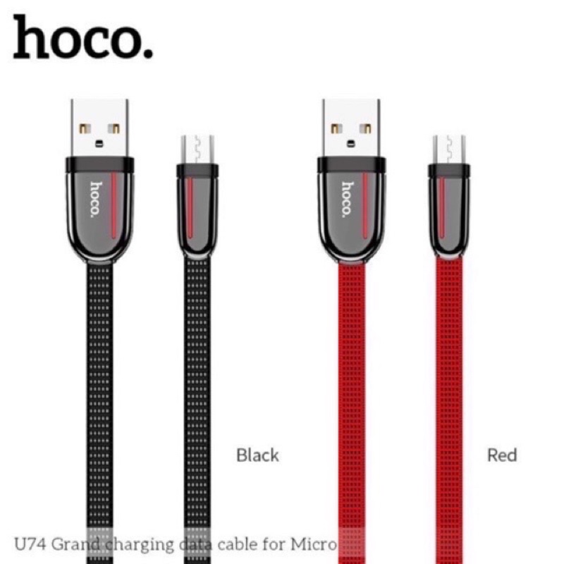 Dây sạc bọc dù mẫu dẹt HOCO U74 báo đèn sạc nhanh cho sam sung oppo huawei