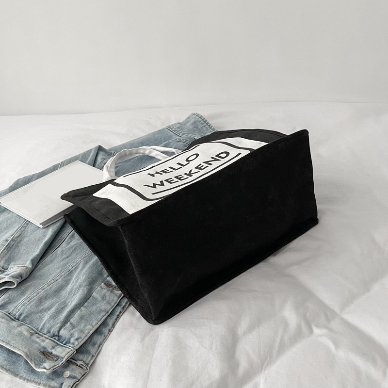 Túi Xách Canvas Cỡ Lớn In Chữ Phong Cách Retro Thời Trang