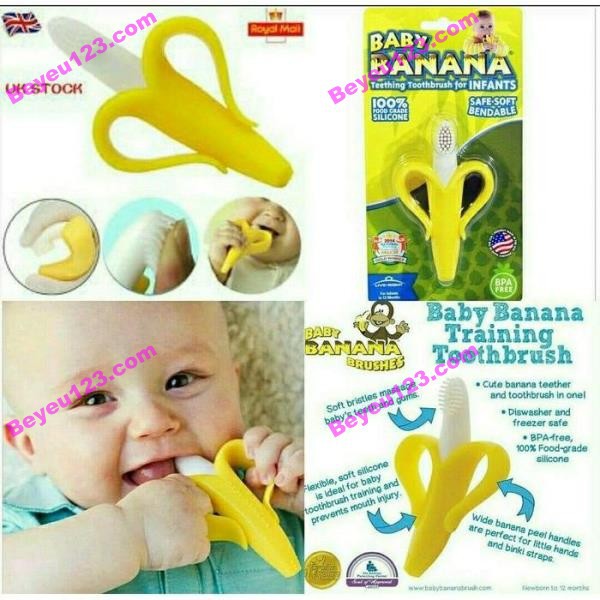 Gặm nướu chuối matxa silicone mềm an toàn cho bé Baby Banana - Mỹ