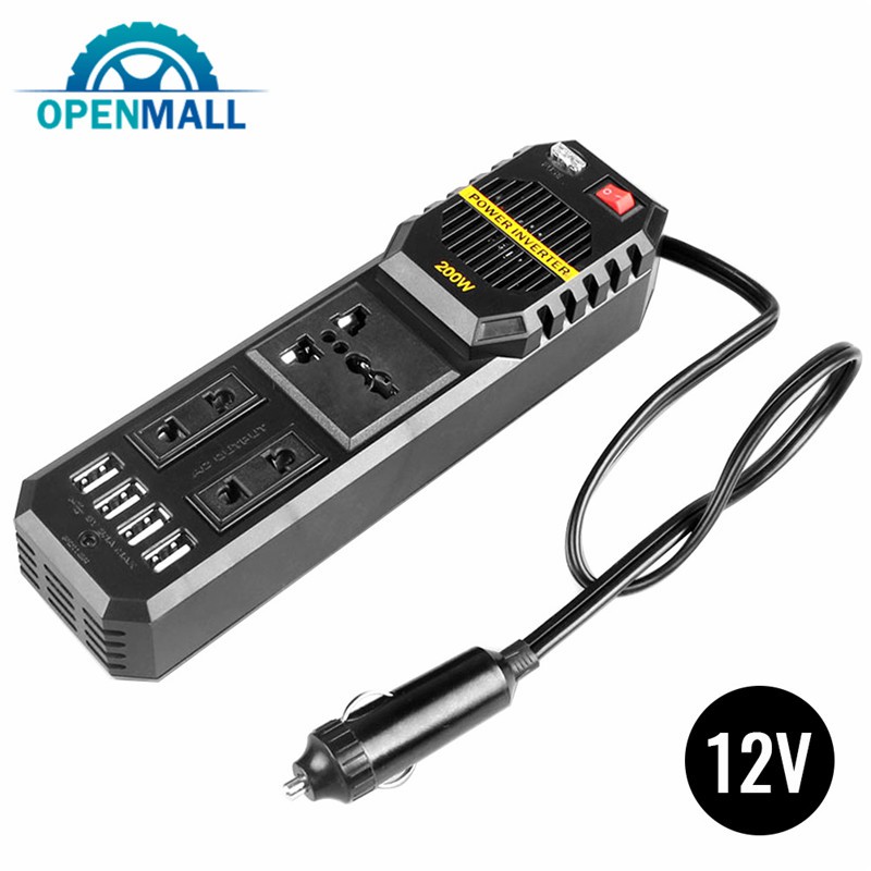 Máy biến tần 200W 12V 220V DC AC 4USB 3.1A chất lượng cao cho xe hơi