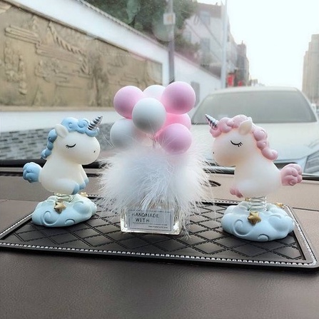 Bộ kỳ lân lò xo nhún nhảy đáng yêu trang trí bảng điều khiển xe hơi
