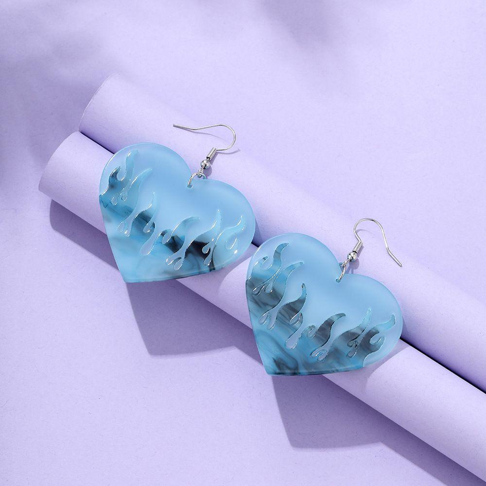 Osier1 Khuyên Tai Acrylic Hình Trái Tim Quả Đào Đầy Màu Sắc Phong Cách Punk